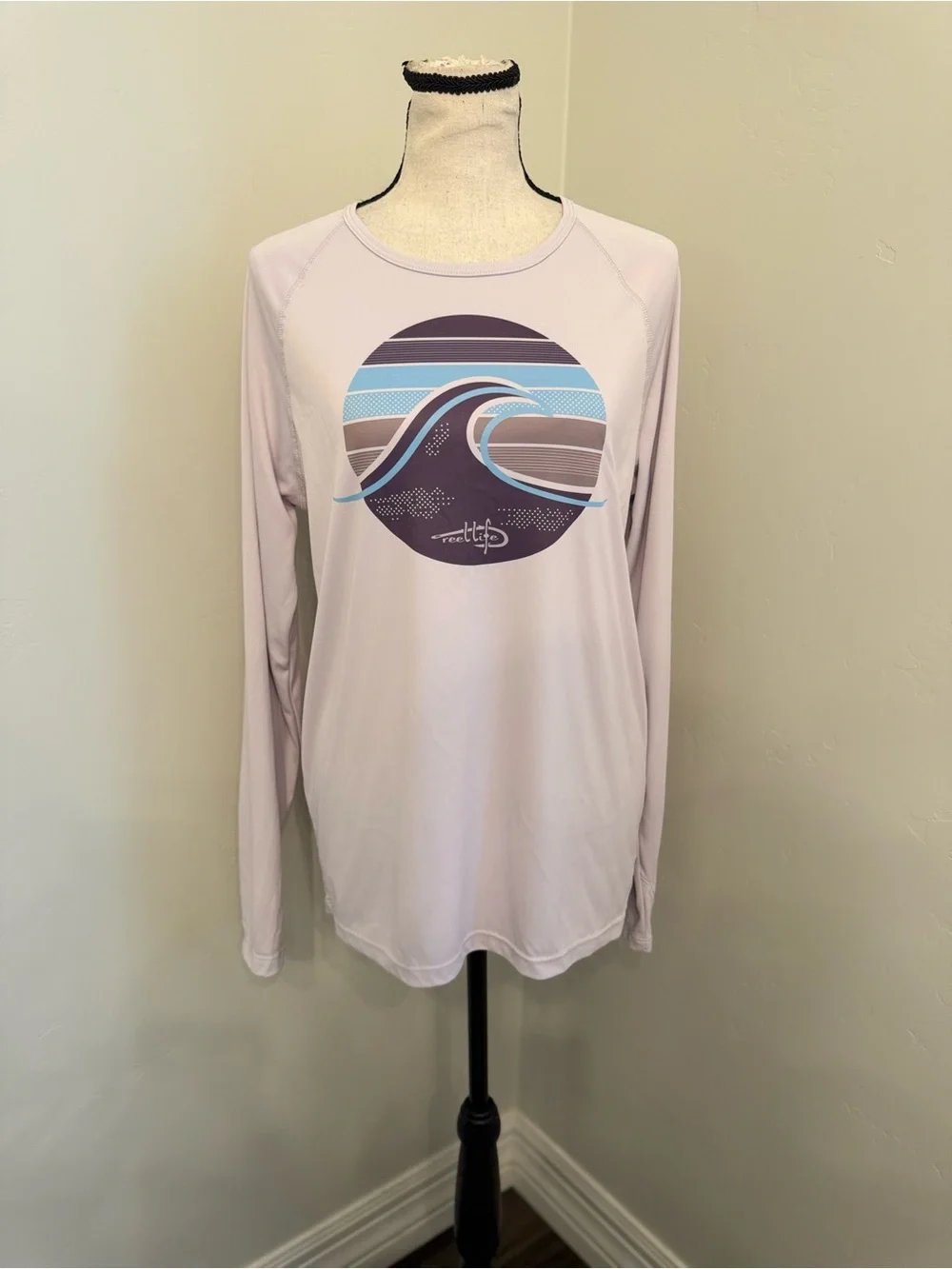 Reel Life L/G Long Sleeve UPF Rash Guard Wave Graphic Swim Top